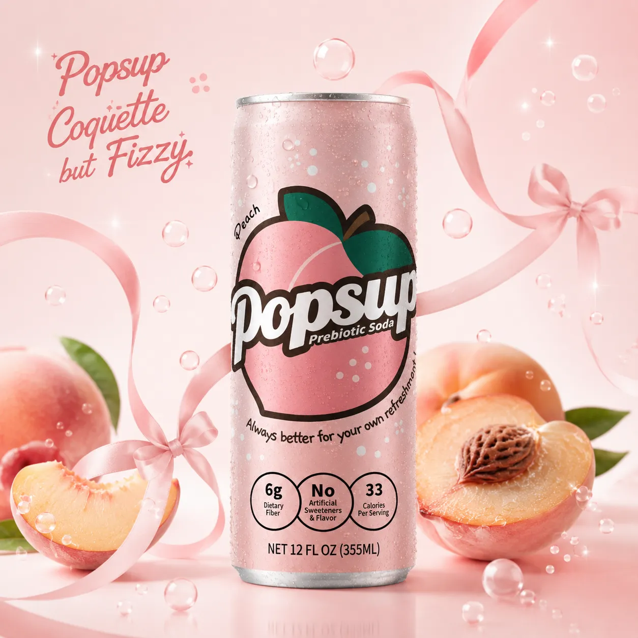 POPSUP brand art: stickers with fruit, fizz, bubbles, and playful soda graphics