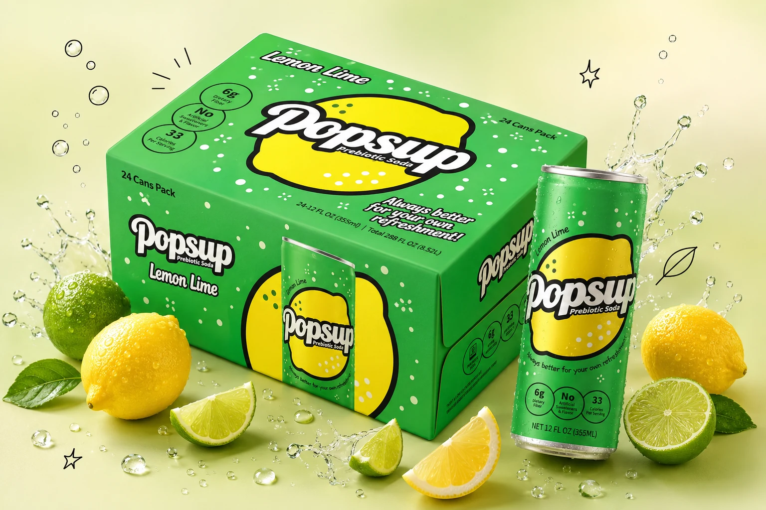 POPSUP Lemon Lime 24 Pack box concept