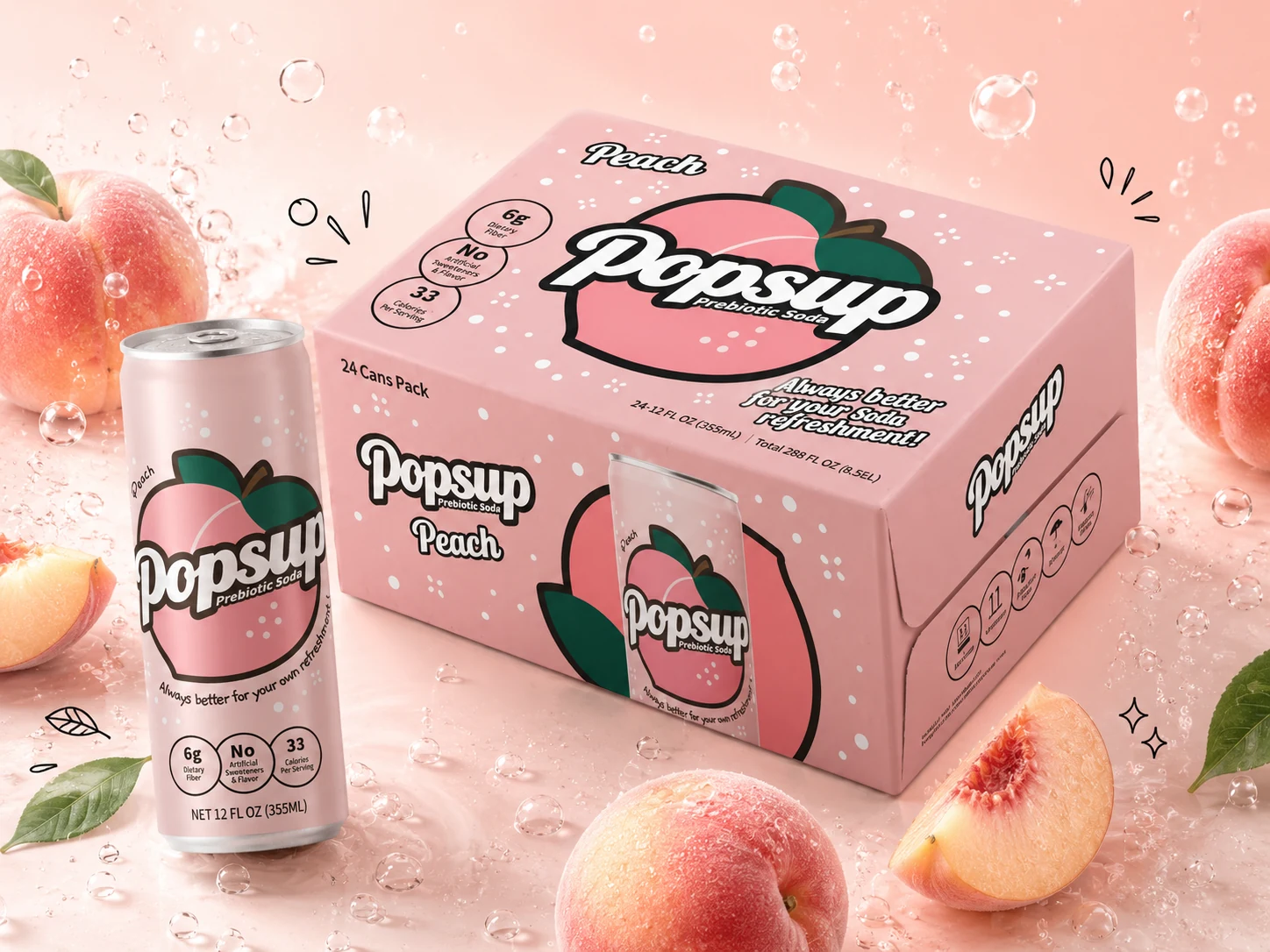 POPSUP Peach 24 Pack box concept