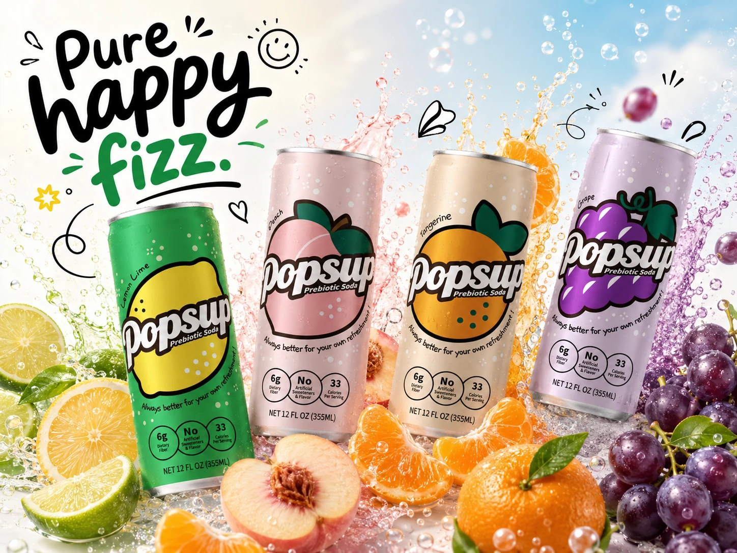 POPSUP happy fizz brand art